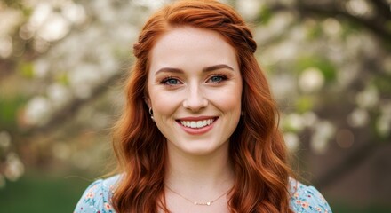 Naklejka premium Smiling young woman outdoors