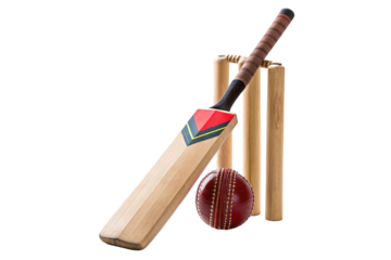 Cricket bat ball and wickets equipment for sports and recreation photography image