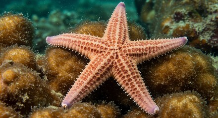 Stunning Pink Starfish on Coral Reef Underwater Ocean Life Photography