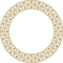 Vector golden round gothic ornament. Medieval European circle, ring, border. Classic pattern of the Germans, Angles, Saxons, Franks.
