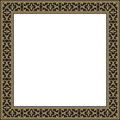 Vector gold and black square classic renaissance ornament. Rectangle, european border, revival style frame

