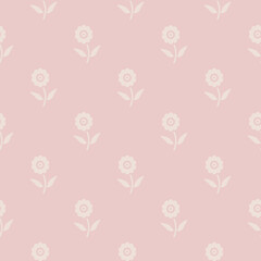 Cute floral seamless pattern with flowers and branches. Wildflower vector illustration in spring or summer. Elegant template for fabric, wallpaper, stationery, wrapping, card, and phone cases.