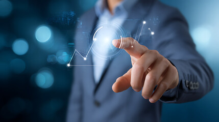 Businessman Interacting with Futuristic Data Interface