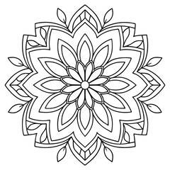 Fototapeta premium Intricate Flower Mandala Outline Illustration for Print Projects