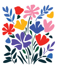 bouquet of flowers, with a minimalist and abstract style.