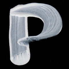 White Letter P draw in black background. JPG.