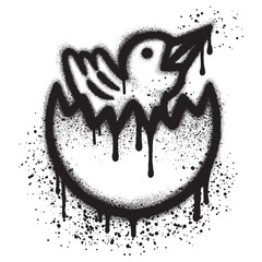Chick graffiti with black spray paint. vector illustration.