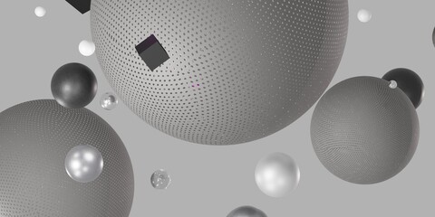 Geometry, Ball, Floating, Background, Texture, Abstract, 3D Illustration