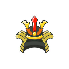 Samurai Helmet Icon, Japanese Warrior Armor Katana Symbol
