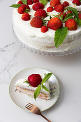 A strawberry and mascarpone cream cake with lemon
