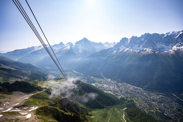 Brévent Cable Car heading up to view point of le Mont Blanc
