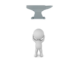 Stressed 3D Character with an anvil above him