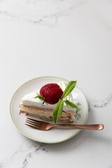 A strawberry and mascarpone cream cake with lemon