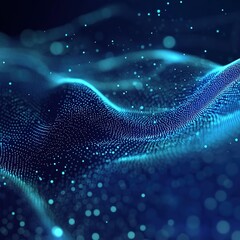 Dynamic Blue Particle Wave Visualization for Tech Presentations and Digital Media