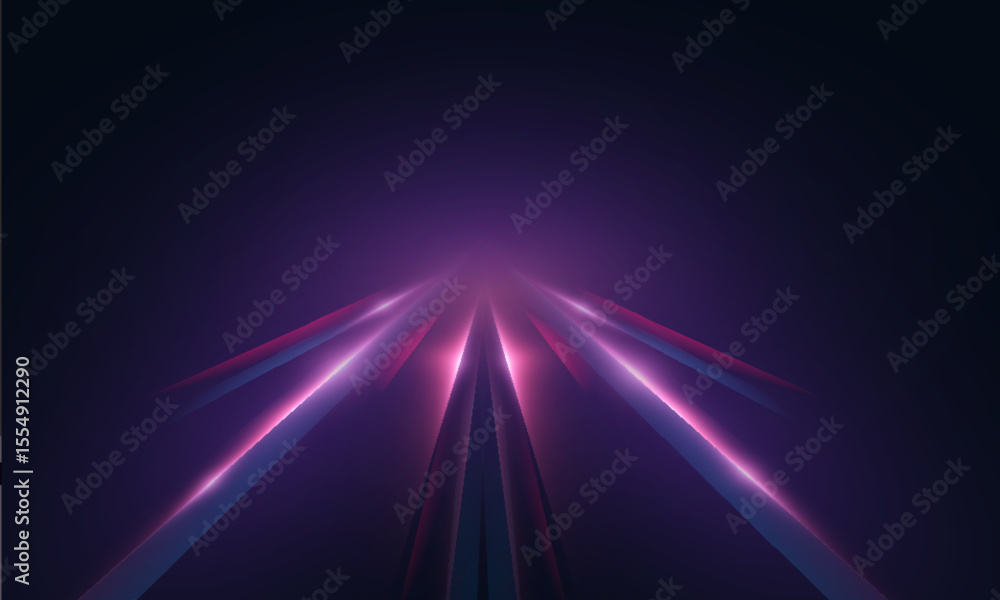 Aufkleber Light rays travel into the distance with an effect of acceleration and deep perspective. Visualization of speed, energy and digital movement in a dark environment.