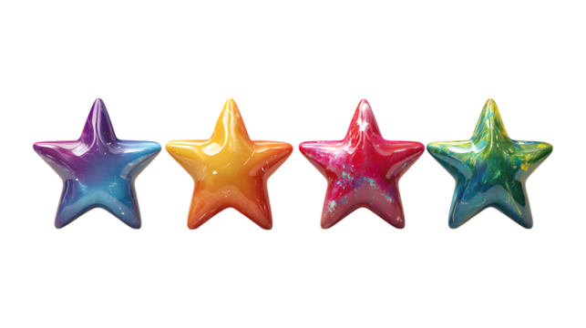 Vibrant Galaxy Stars A 5Star Rating System set white Background against transparent Background