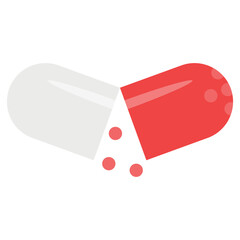 An opened capsule pill with visible granules. 