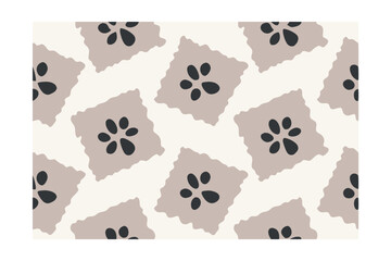 Beige paw print pattern on a cream background with a repeating square design prints