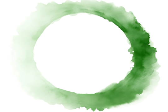 Abstract Green Watercolor Circle on Black Background Artistic Brushstroke Texture Wash Effect Hand Painted Design Element Graphic Resource