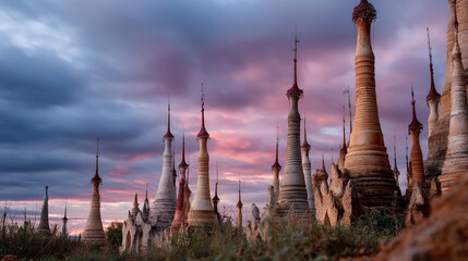 Myanmar pagodas cultural atmosphere.