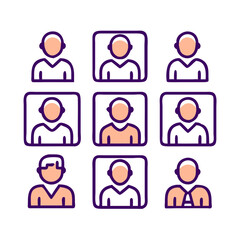 Collection of simple user profile icons in a grid layout