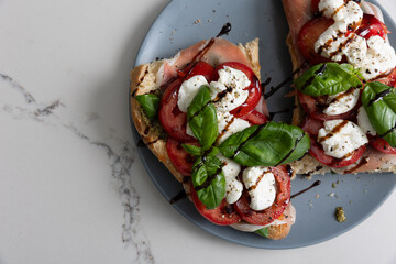 bruschetta with tomatoes and mozzarella