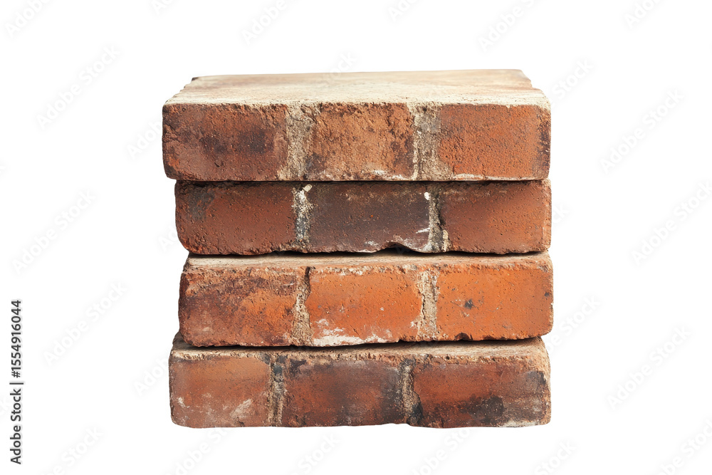Poster stack of rustic bricks on a clean white background showcasing texture and earthy tones for design in