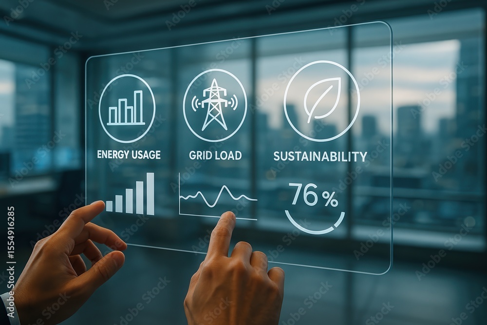 Poster energy usage grid load sustainability management dashboard interface control