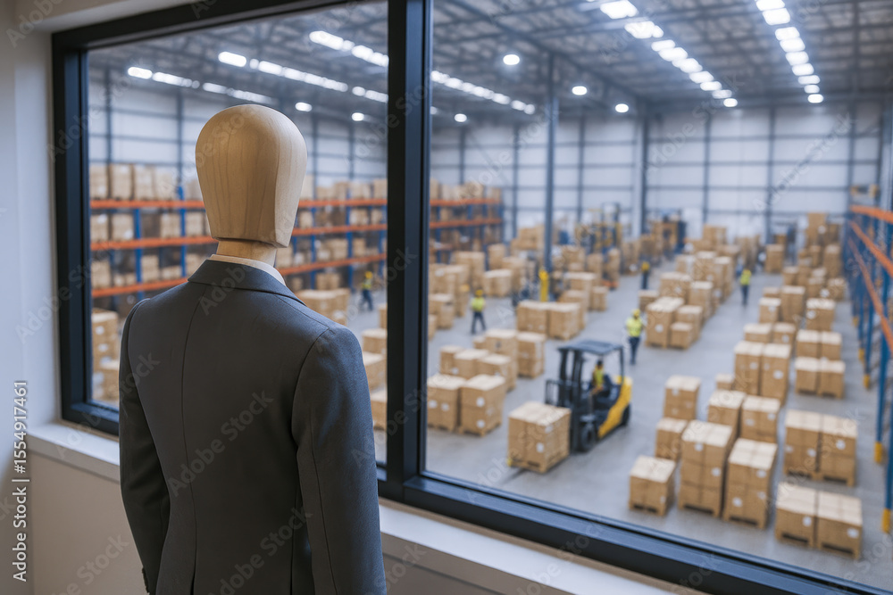 Poster strategic oversight and efficient planning enable smooth operations within a warehouse bustling with
