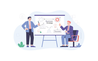Business Strategy Planning Session: Two Professionals Discuss Roadmap to Success