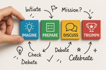 Obraz premium Strategic planning advances as ideas spark imagination careful preparation open discussion and eventual triumph are pursued