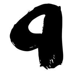 Number 9 made of black paint isolated on white background. Number 1, 2, 3, 4, 5, 6, 7, 8, 9, 0. Vector.