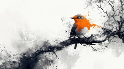 A robin perched on a hidden tree branch