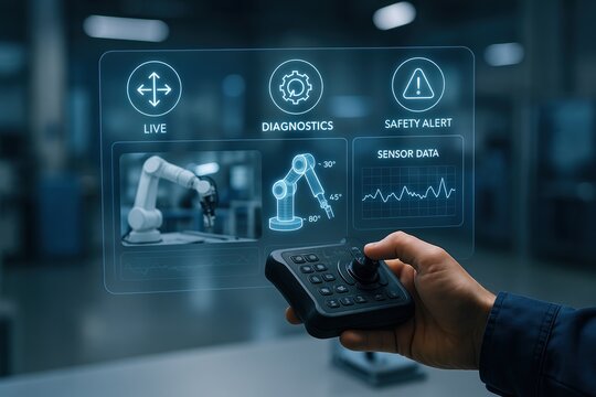 Automation robotics interface control diagnostics safety alert sensor data live - Powered by Adobe