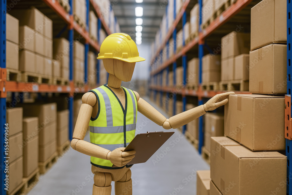 Poster inspection ensures operational efficiency and quality control as a worker reviews inventory in an or