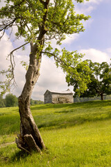 Dilapidated abandoned farm house in rural southern Ontario Canada