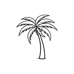 Obraz premium Palm Tree Outline Clipart Vector Illustration Isolated on White Background