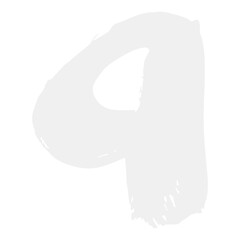 Number 9 made of white paint isolated on white background. Number 1, 2, 3, 4, 5, 6, 7, 8, 9, 0. PNG. numbers-punctuation. art.