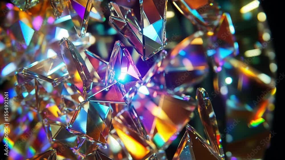 Poster abstract crystal shards with vibrant colors and refracted light create a mesmerizing visual spectacl