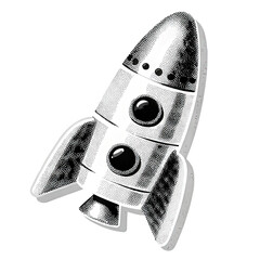 Rocket Ship Retro Sci-Fi, Cut Out