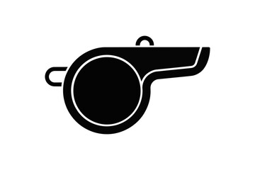 Black and white referee coach whistle illustration