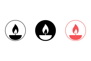 Candle flame light spiritual meditation symbol set