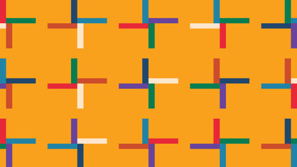 Obraz premium Colorful plus symbols on orange background