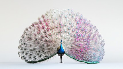 A high-resolution photo of a peacock standing with its tail feathers fanned out in full display