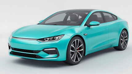 Sleek Teal Electric Sedan Modern Automotive Design