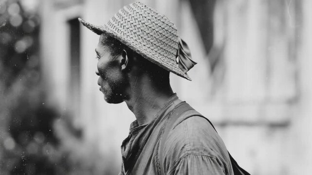 Portrait of a cotton plantation slave worker.