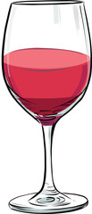 Red wine glass hand drawn sketch illustration
