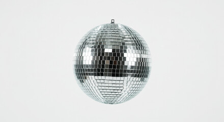 Fototapeta premium Shiny disco ball casting a festive party atmosphere. Light reflection effect for entertainment. Celebration and fun decoration.