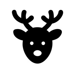 Simple black reindeer face with antlers and white eyes silhouette