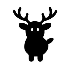 Cute cartoon reindeer with antlers and big eyes silhouette
